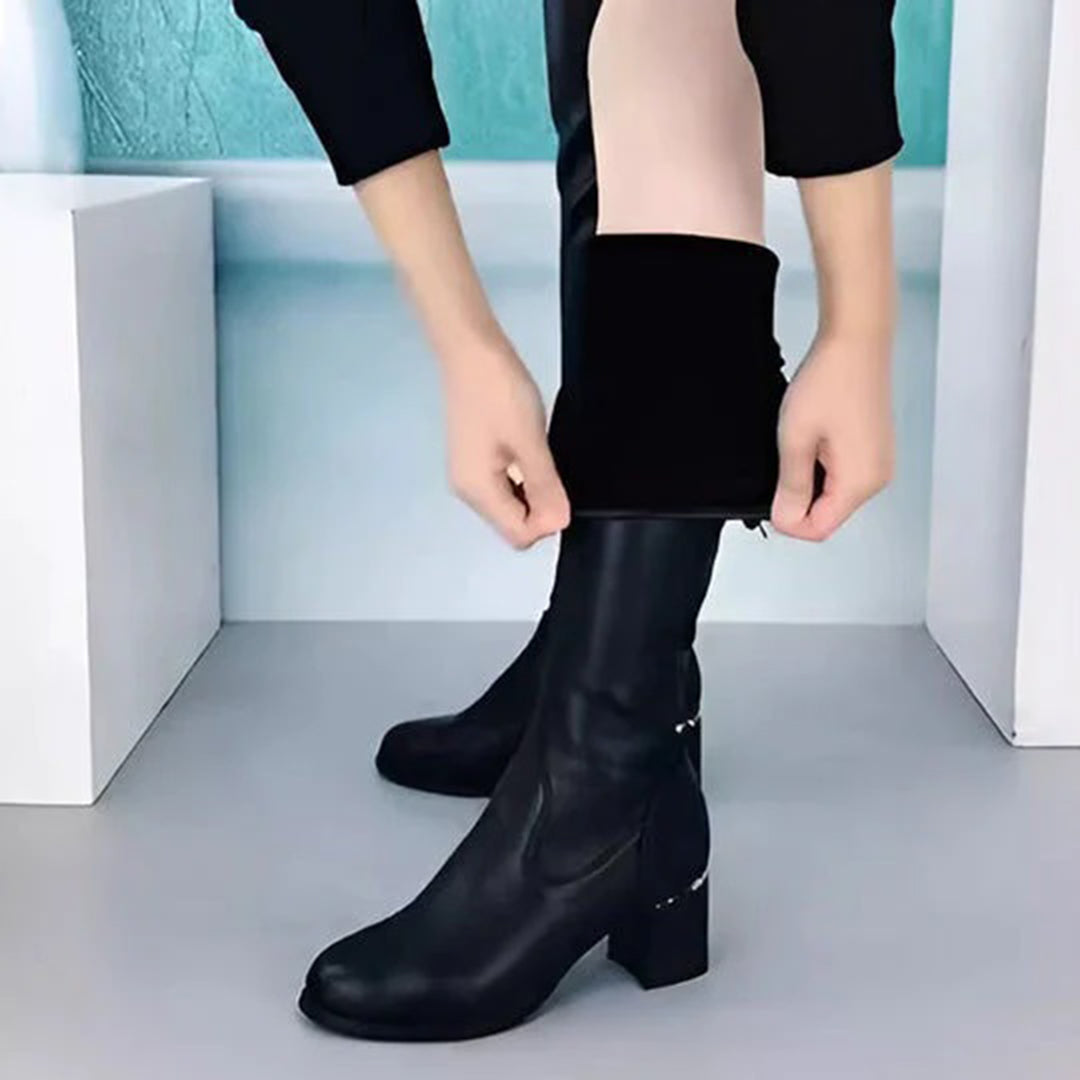 Lined Over-the-Knee Boots – Elastic Fit & Side Zipper Access