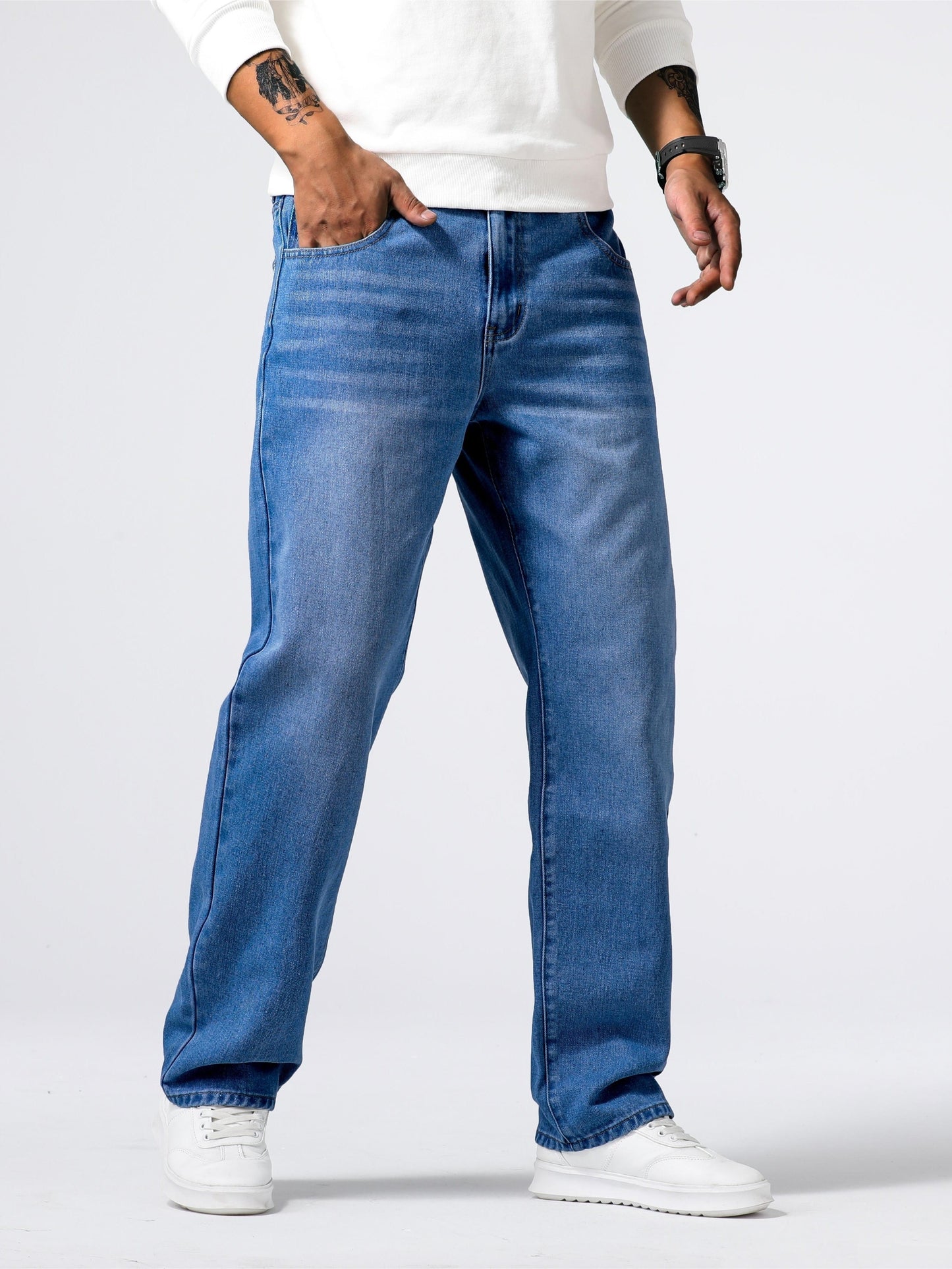 Classic Loose-Fit Distressed Jeans