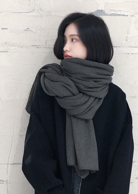 Versatile Warm Knit Scarf in Dark Grey