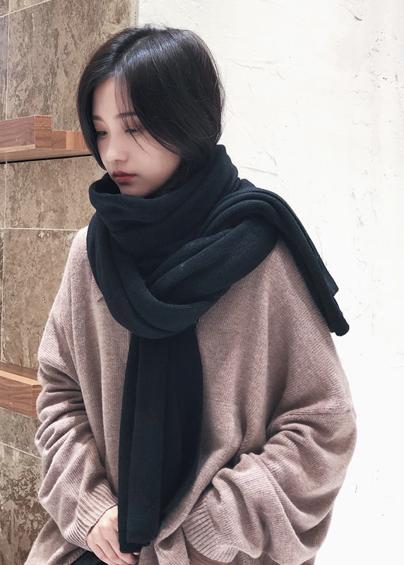 Versatile Warm Knit Scarf in Dark Grey