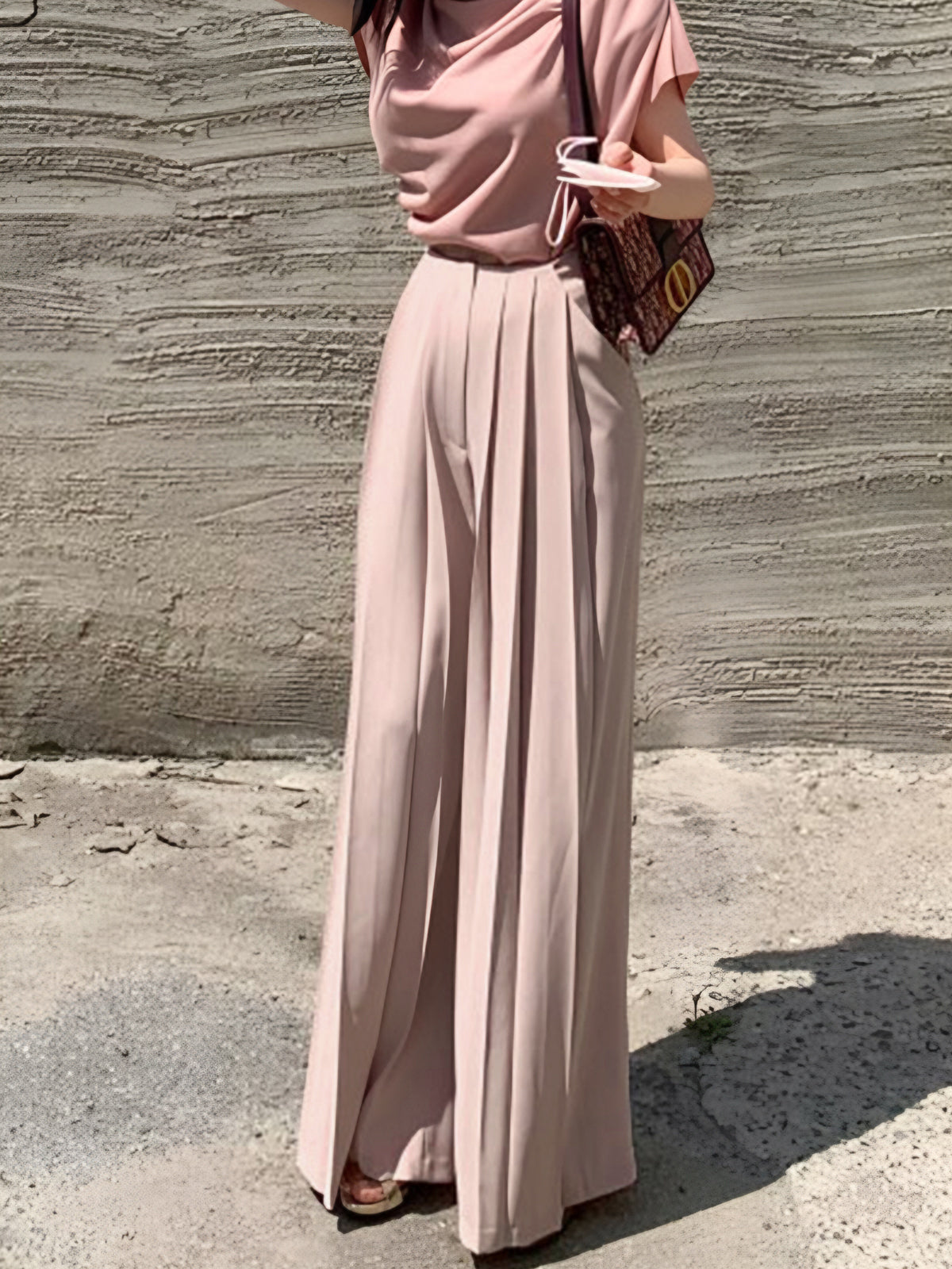 High-Waisted Pleated Pants with Wide Leg