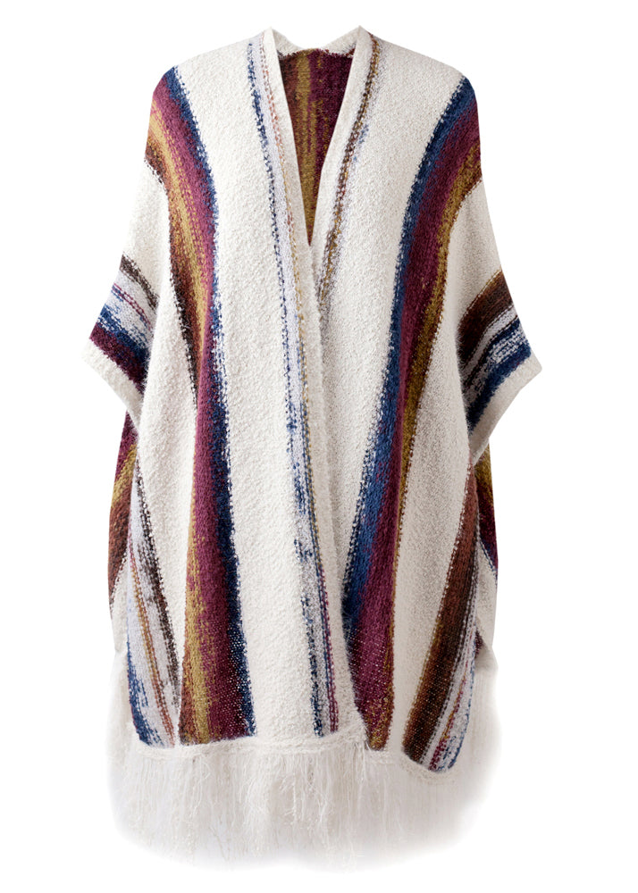 Cozy Oversized Knit Scarf with Tassels and Stripes