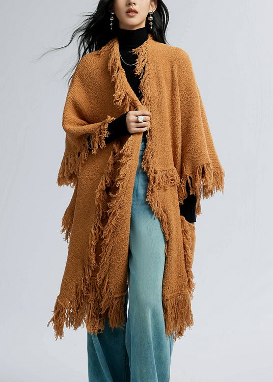 Fashionable Thick Coat with Tassels and Pockets