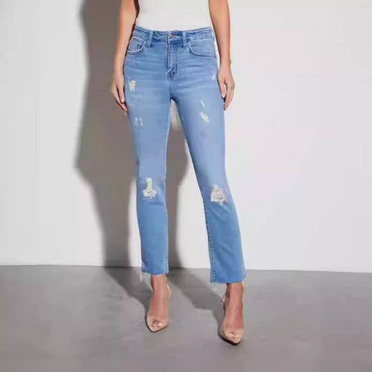 High-Waisted Slim Fit Ankle Jeans