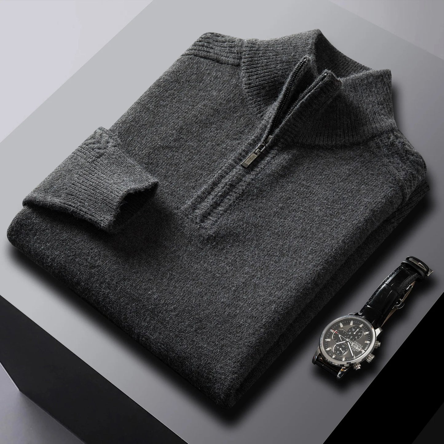 Luxurious-Wool ,half-zip Sweater