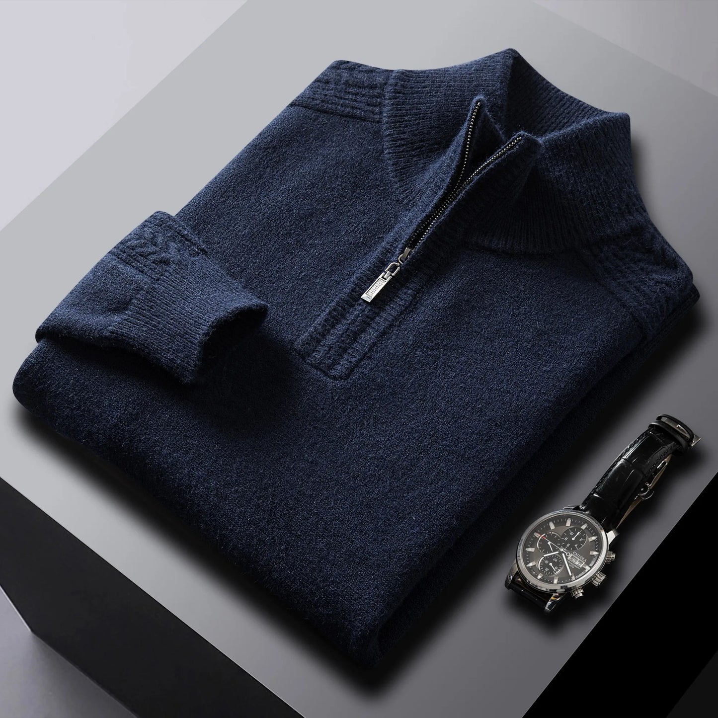 Luxurious-Wool ,half-zip Sweater