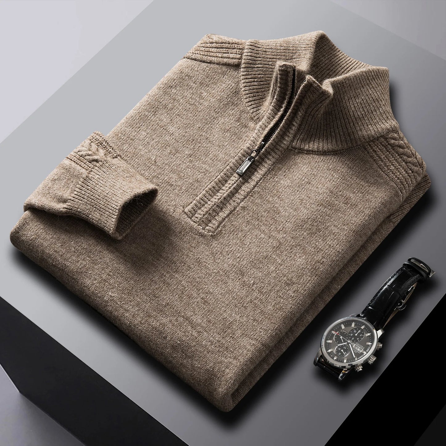 Luxurious-Wool ,half-zip Sweater