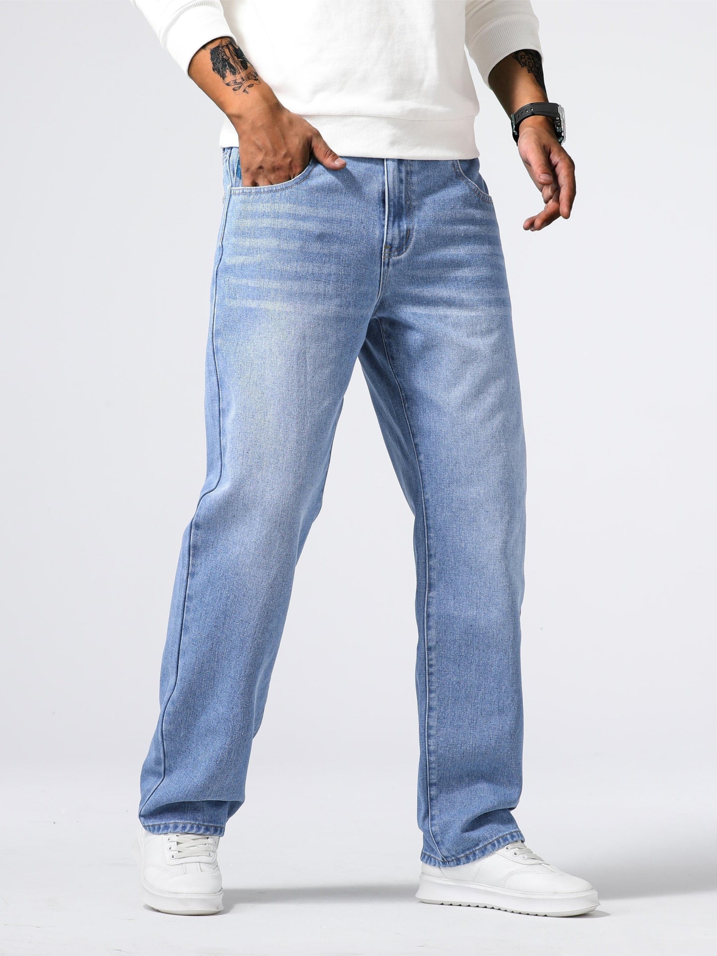 Classic Loose-Fit Distressed Jeans