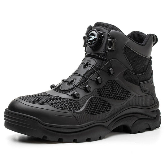 High Black Safety Boots with Rotatable Buckle