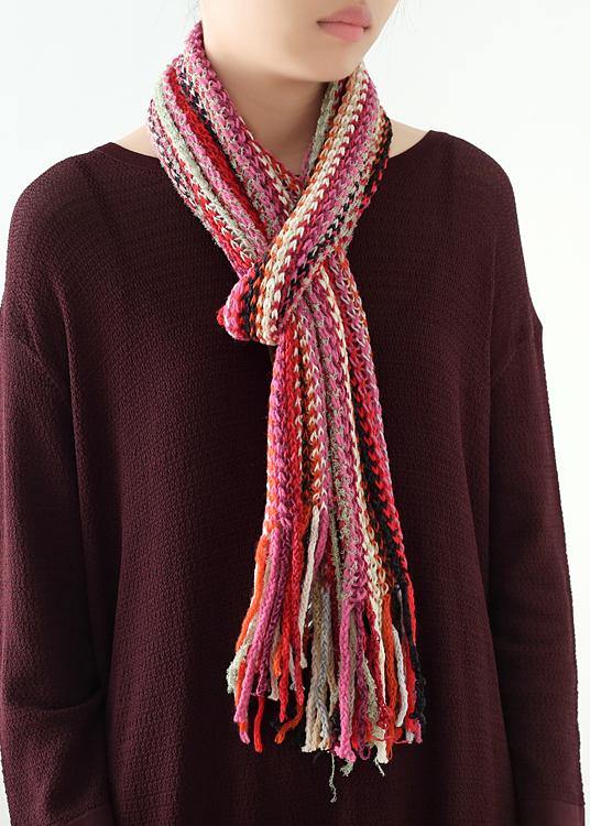 Red, Warm Winter Knit Scarf  in a Traditional Style